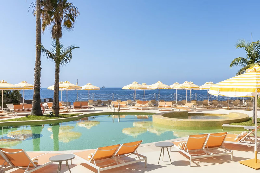 The Ezarri Iris Amber Pool Tile Collection