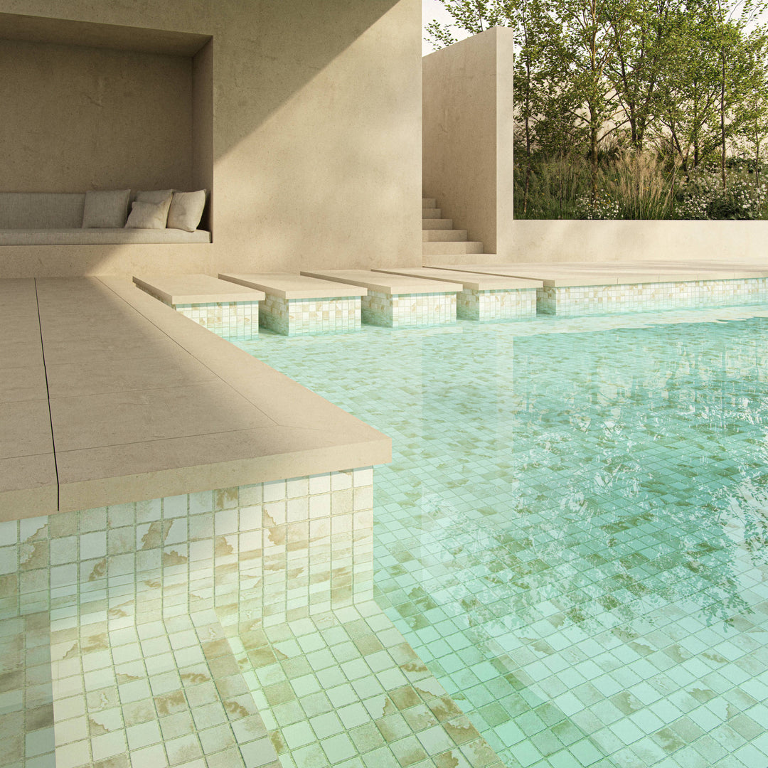The Ezarri Aquarelle Sponge Pool Tile Collection