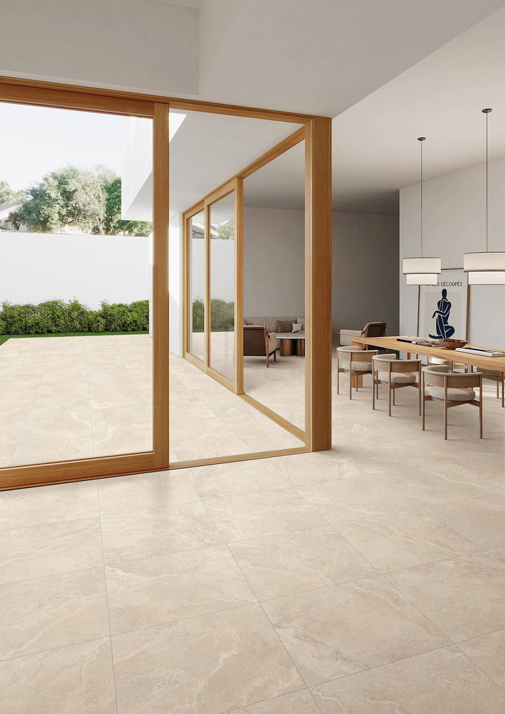 Crown Travertine Beige Glazed Porcelain Collection