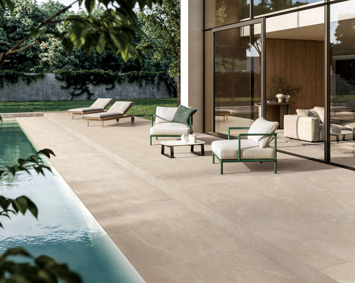 Crown Travertine Beige Glazed Porcelain Collection