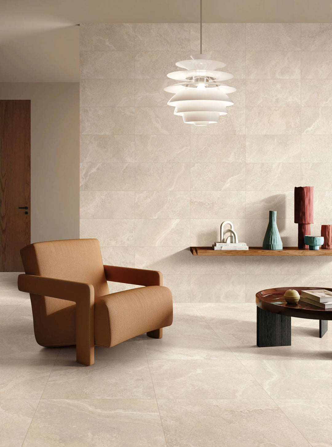 Crown Travertine Beige Glazed Porcelain Collection