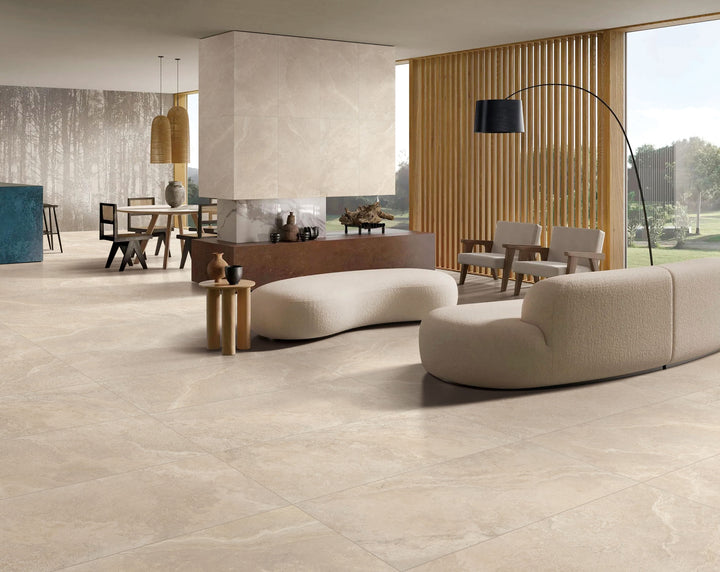 Crown Travertine Beige Glazed Porcelain Collection