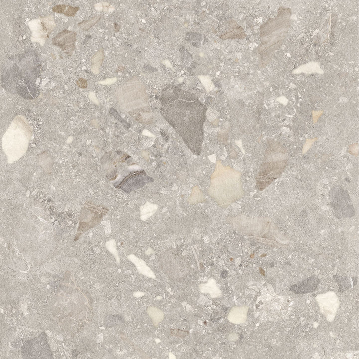 Luna Collection Stone &amp; Terrazzo Look Porcelain Tiles - Grey