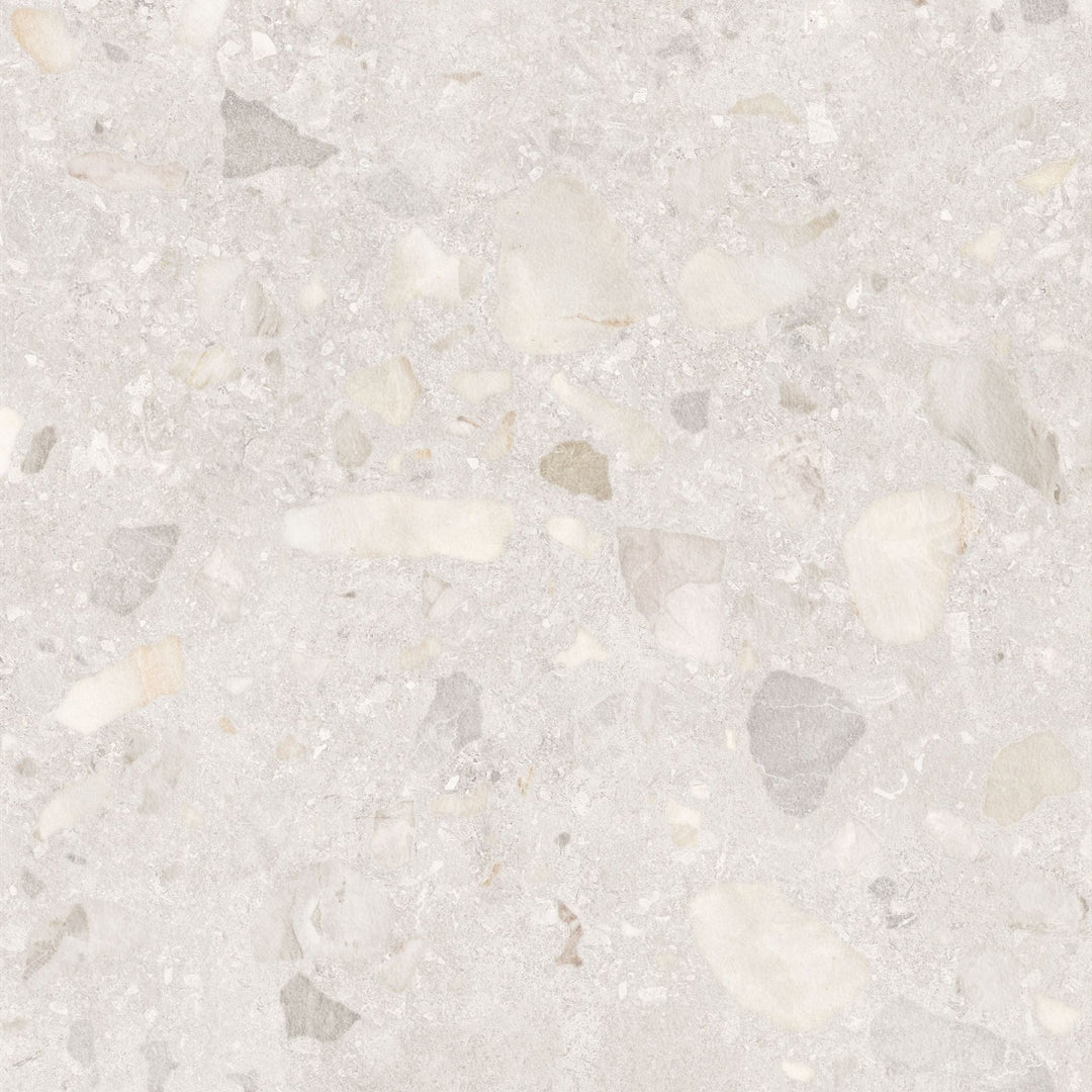 Luna Collection Stone &amp; Terrazzo Look Porcelain Tiles - White