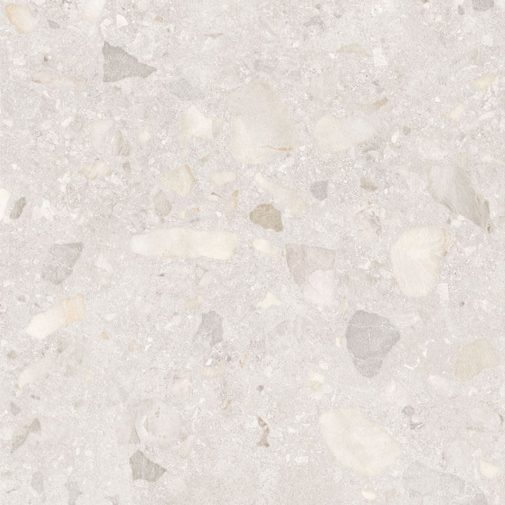 Luna Collection Stone &amp; Terrazzo Look Porcelain Tiles - White