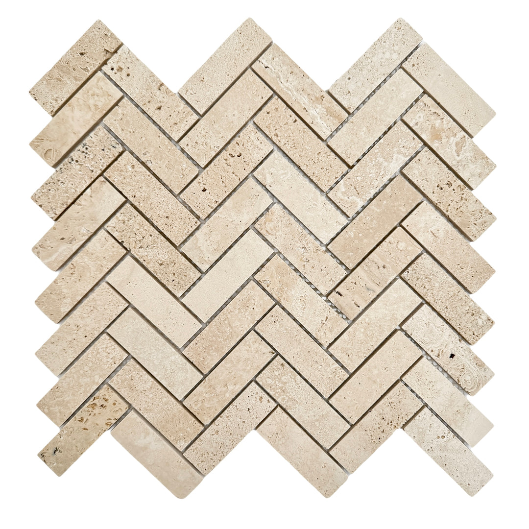 Herringbone Natural Travertine Stone Mosaic Honed