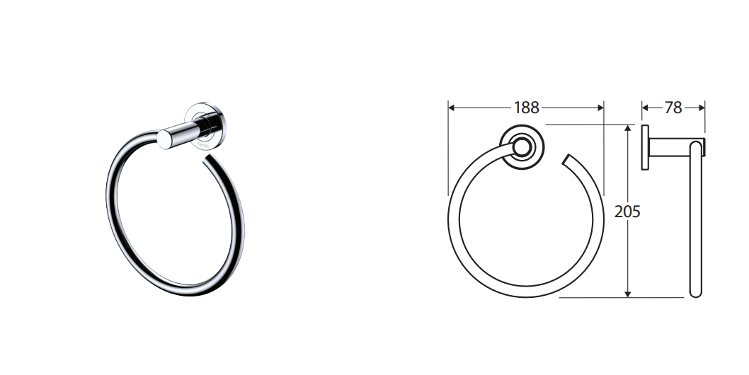 Fienza Kaya Hand Towel Ring, Urban Brass