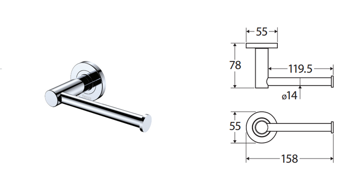 Fienza Kaya Toilet Roll Holder Gun Metal