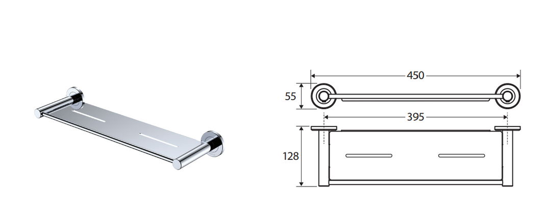 Fienza Kaya Shower Shelf, Brushed Nickel