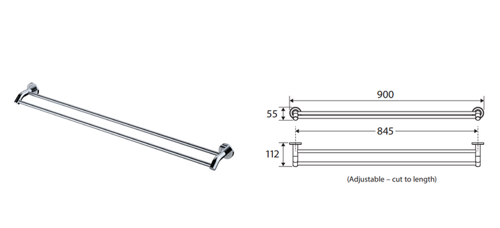 Fienza Kaya Double Towel Rail, 900mm, Brushed Copper