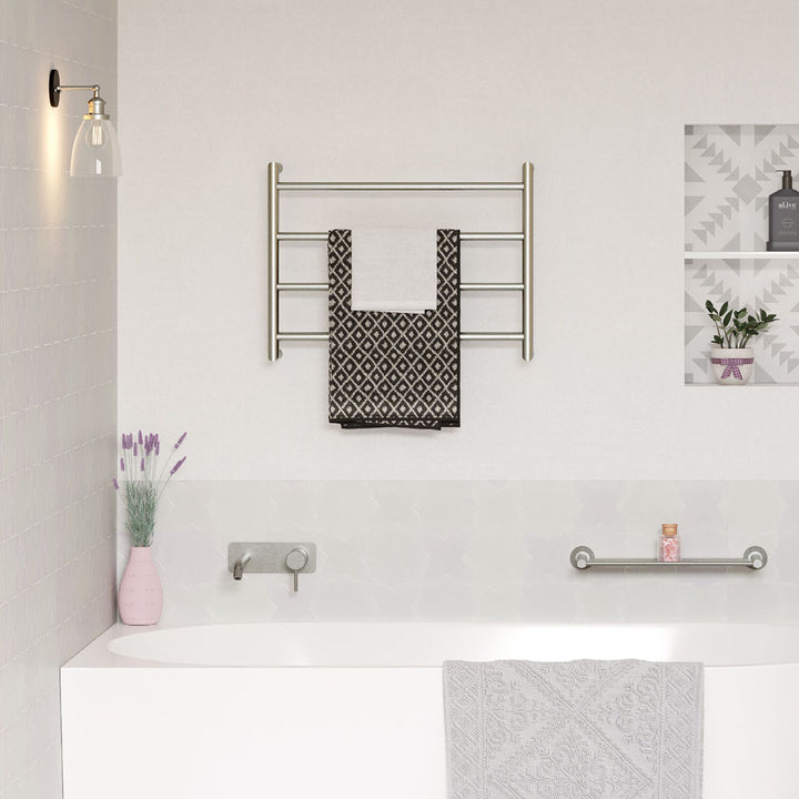 Fienza Kaya Heated Towel Rail 600 x 450mm Brushed Nickel