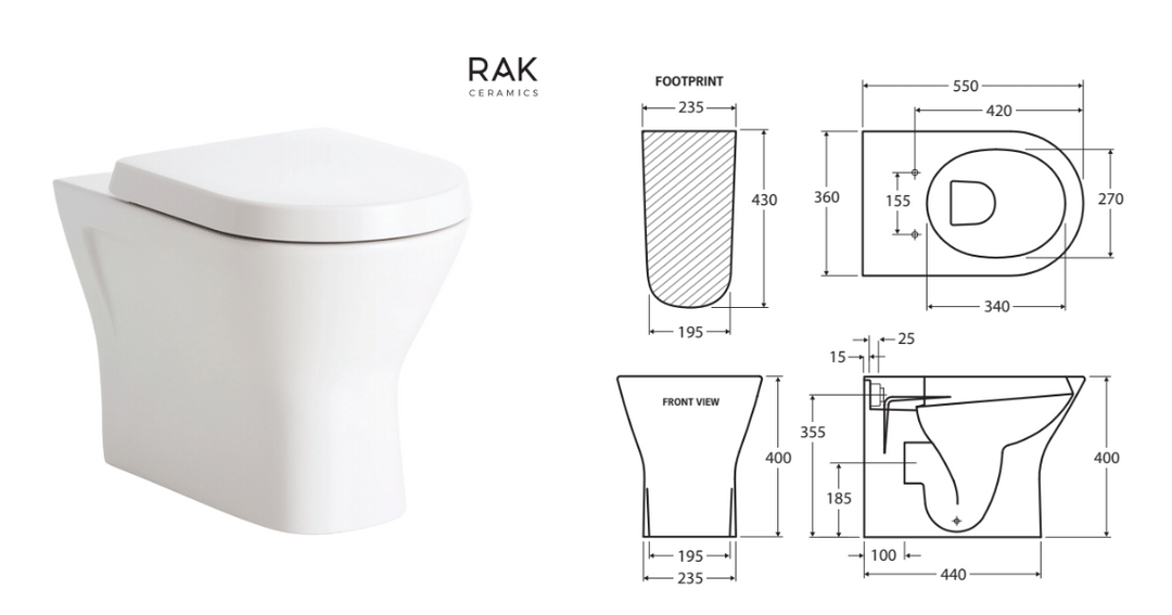 RAK Resort Wall-Faced Toilet Suite, Gloss White