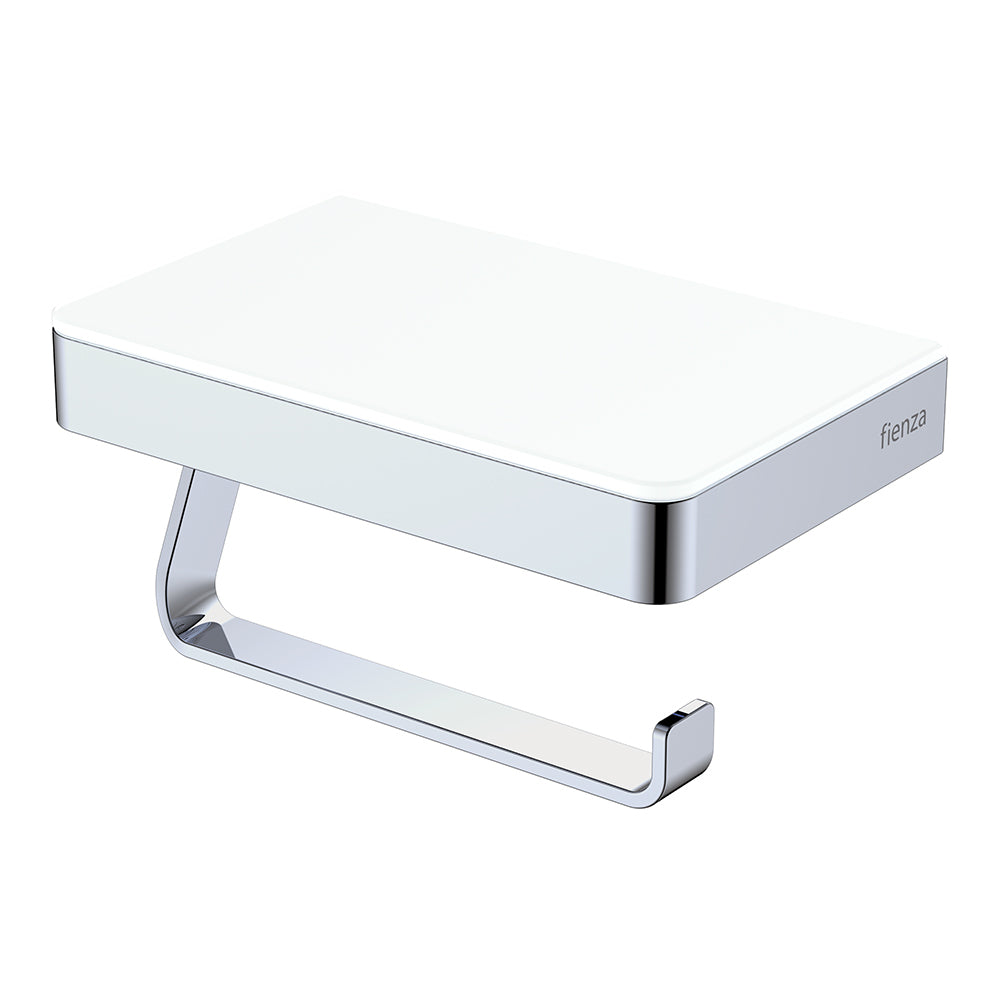 Fienza Tono Toilet Roll Holder with Glass Shelf