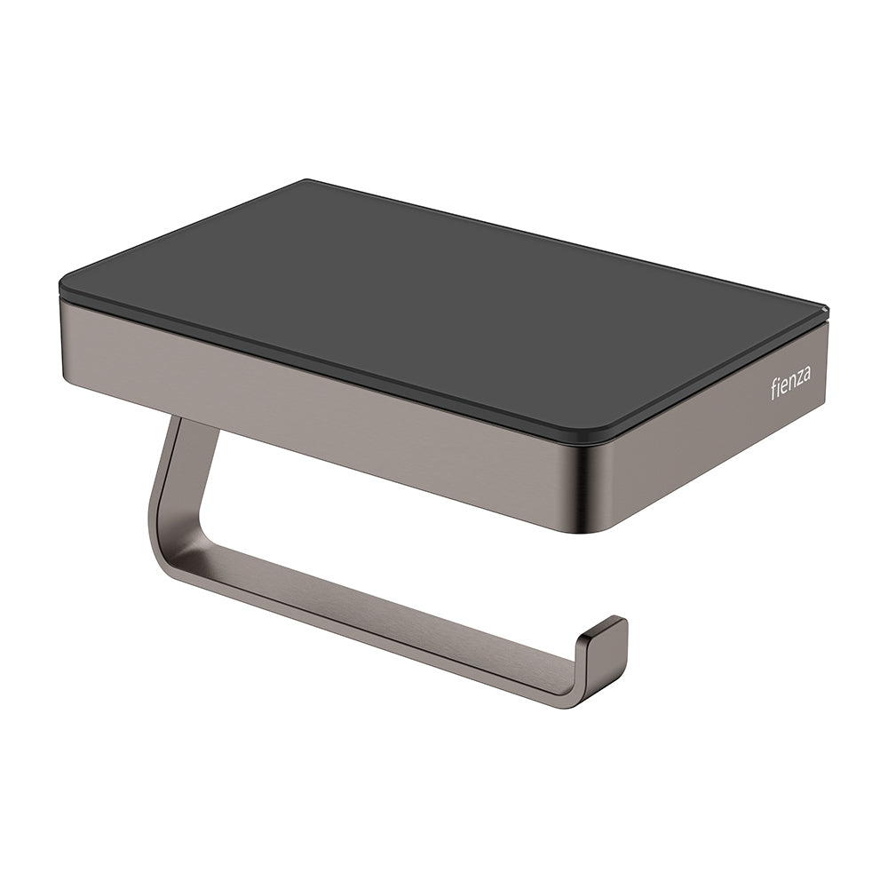 Fienza Tono Toilet Roll Holder with Glass Shelf