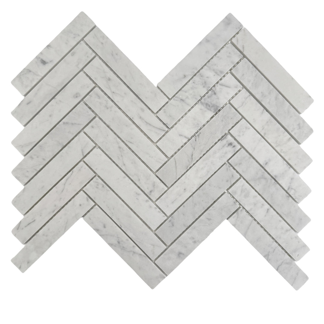 Herringbone Carrara Stone Mosaic 98mm