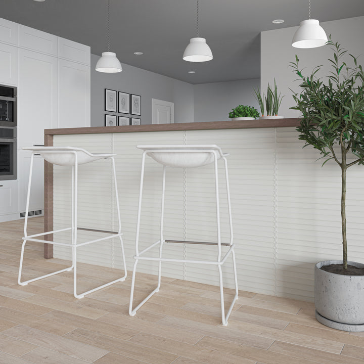 Plinto Series Spanish Ceramic Concave & Plain Matte Wall Feature Tiles