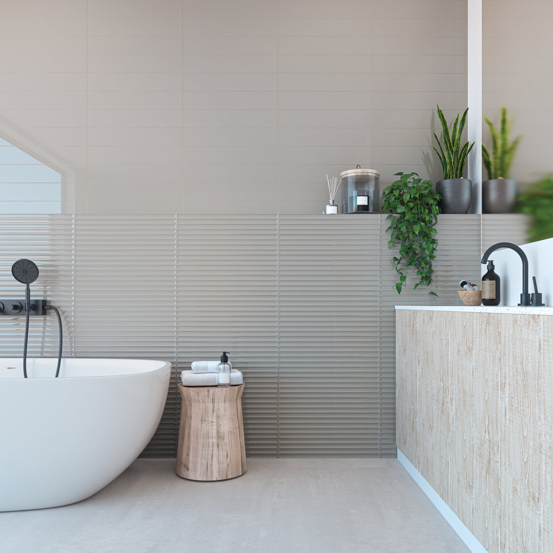 Plinto Series Spanish Ceramic Concave & Plain Matte Wall Feature Tiles