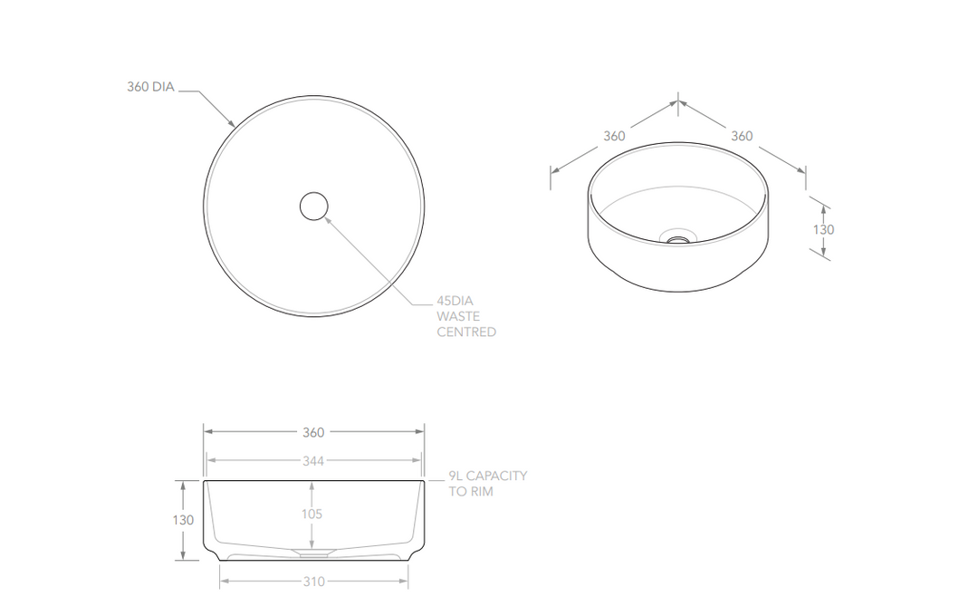 ADP Margot Duo Grey/White Above Counter Basin