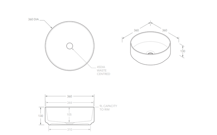 ADP Margot Duo Grey/White Above Counter Basin