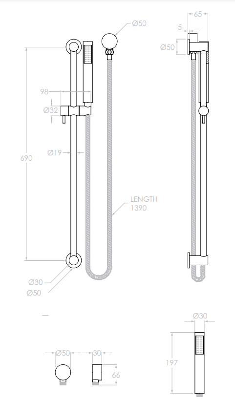 ADP Soul Slimline Hand Shower On Rail Matte Black