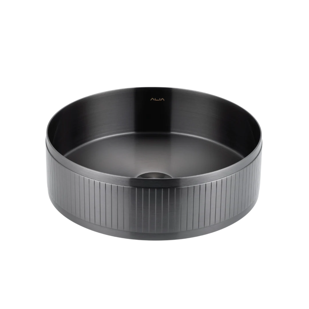 ALIA Textured Stainless Steel Round Basin – Modern Bathroom Sink