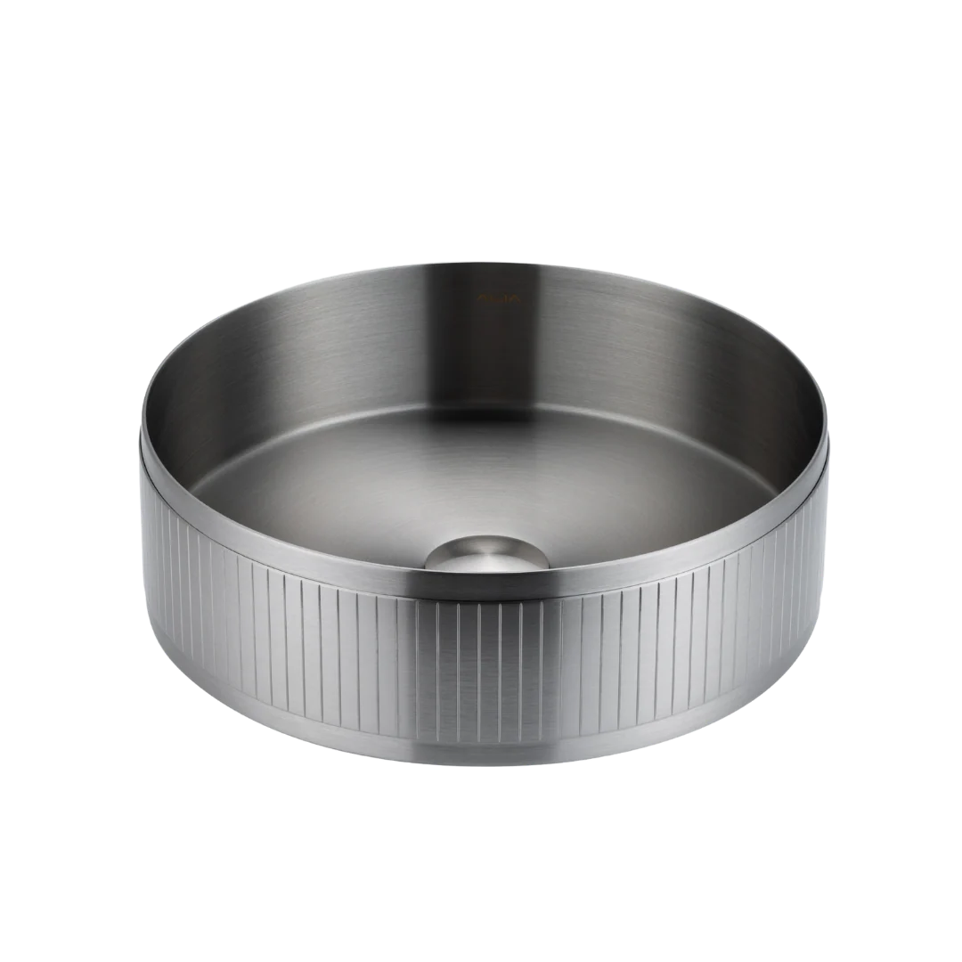 ALIA Textured Stainless Steel Round Basin – Modern Bathroom Sink