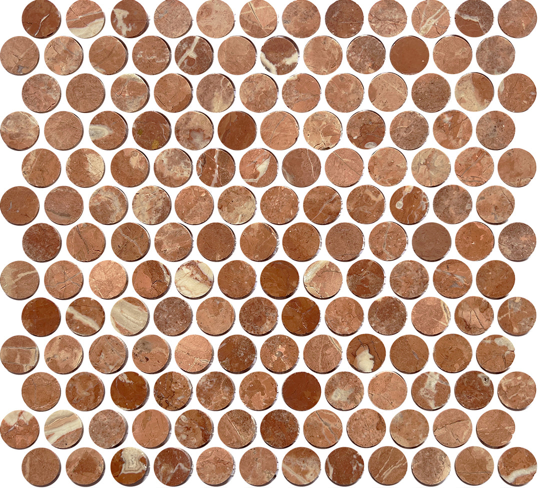 Artemis Series Natural Rojo Alicante Round Honed Mosaic 23x23mm