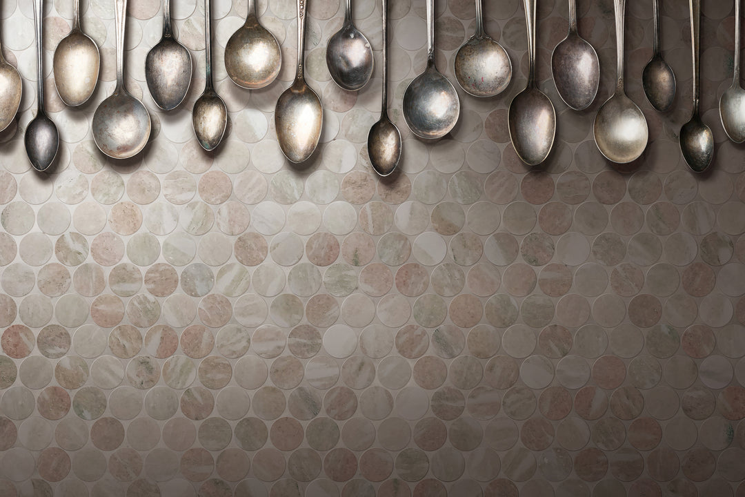 Artemis Series Natural Norwegian Pink Round Honed Mosaic 23x23mm