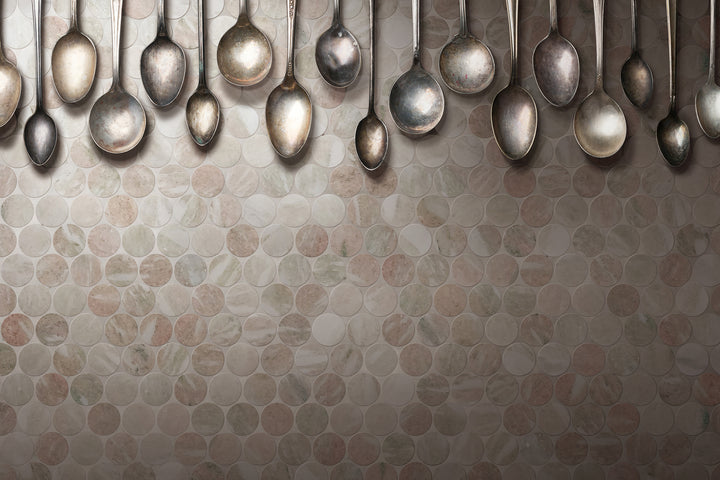 Artemis Series Natural Norwegian Pink Round Honed Mosaic 23x23mm