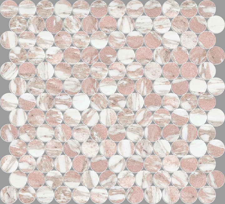 Artemis Series Natural Norwegian Pink Round Honed Mosaic 23x23mm