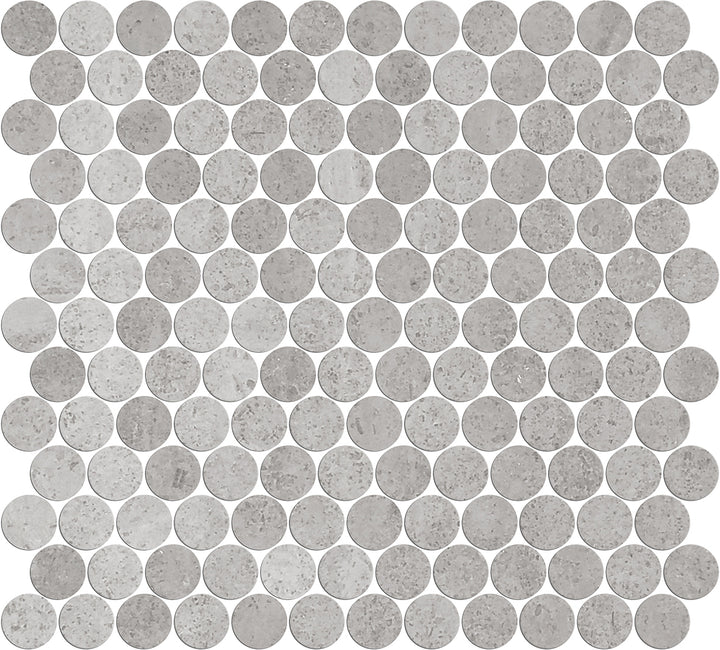 Artemis Series Natural New Grey Round Honed Mosaic 23x23mm