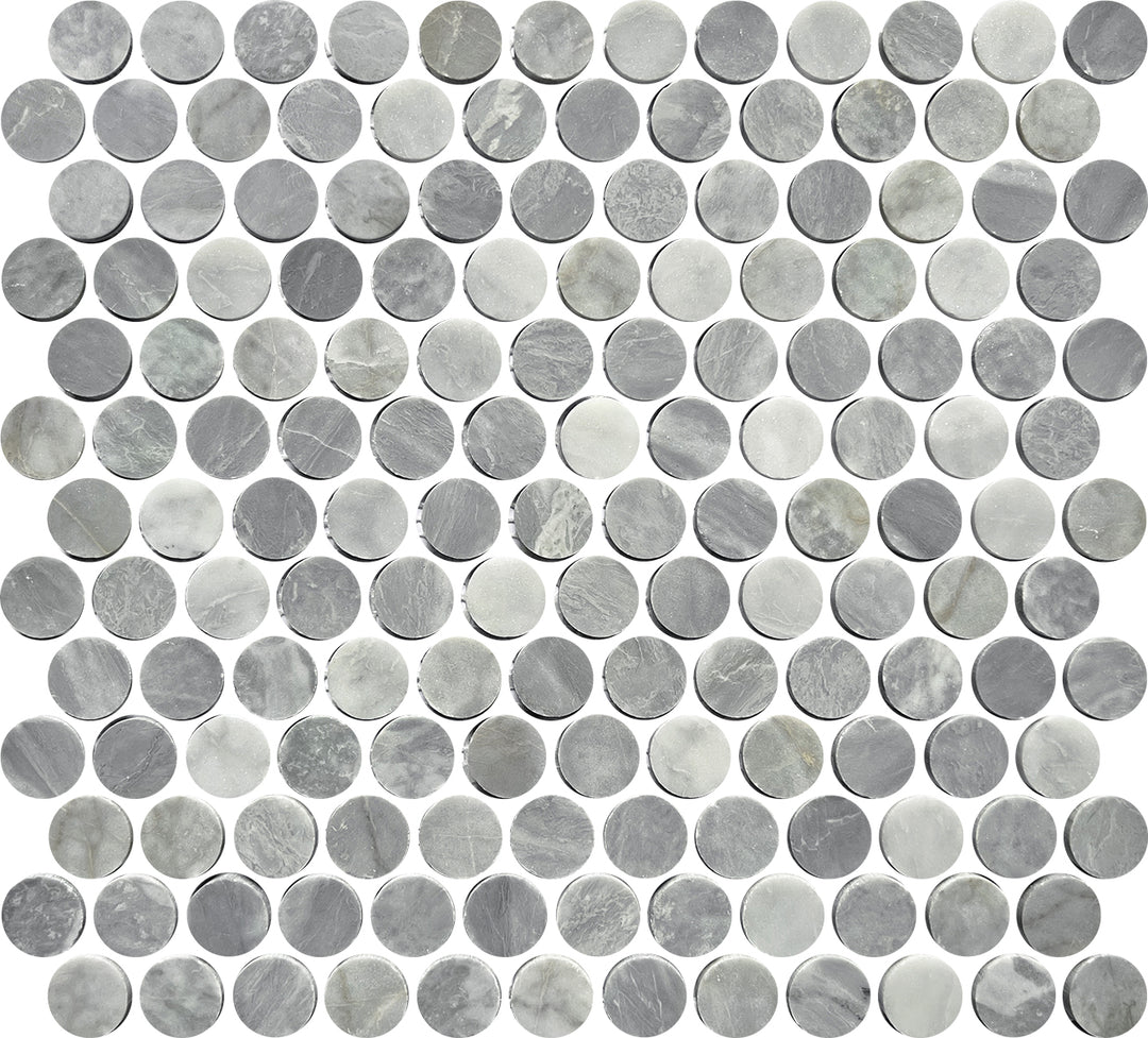 Artemis Series Natural Carrara Grey Round Honed Mosaic 23x23mm