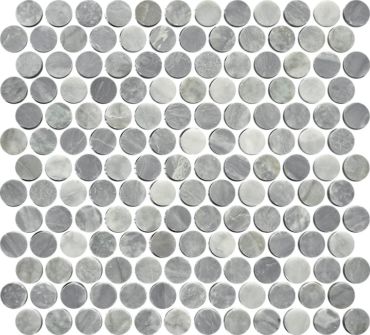 Artemis Series Natural Carrara Grey Round Honed Mosaic 23x23mm