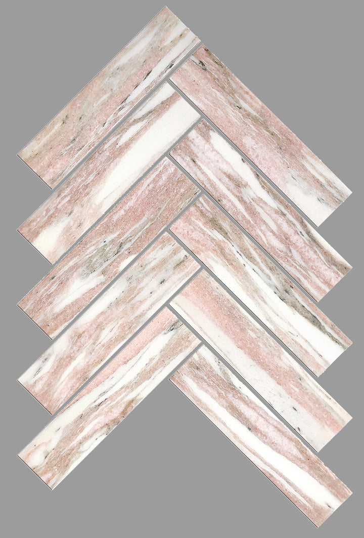 Artemis Series Natural Norwegian Pink Herringbone Honed 35x150mm