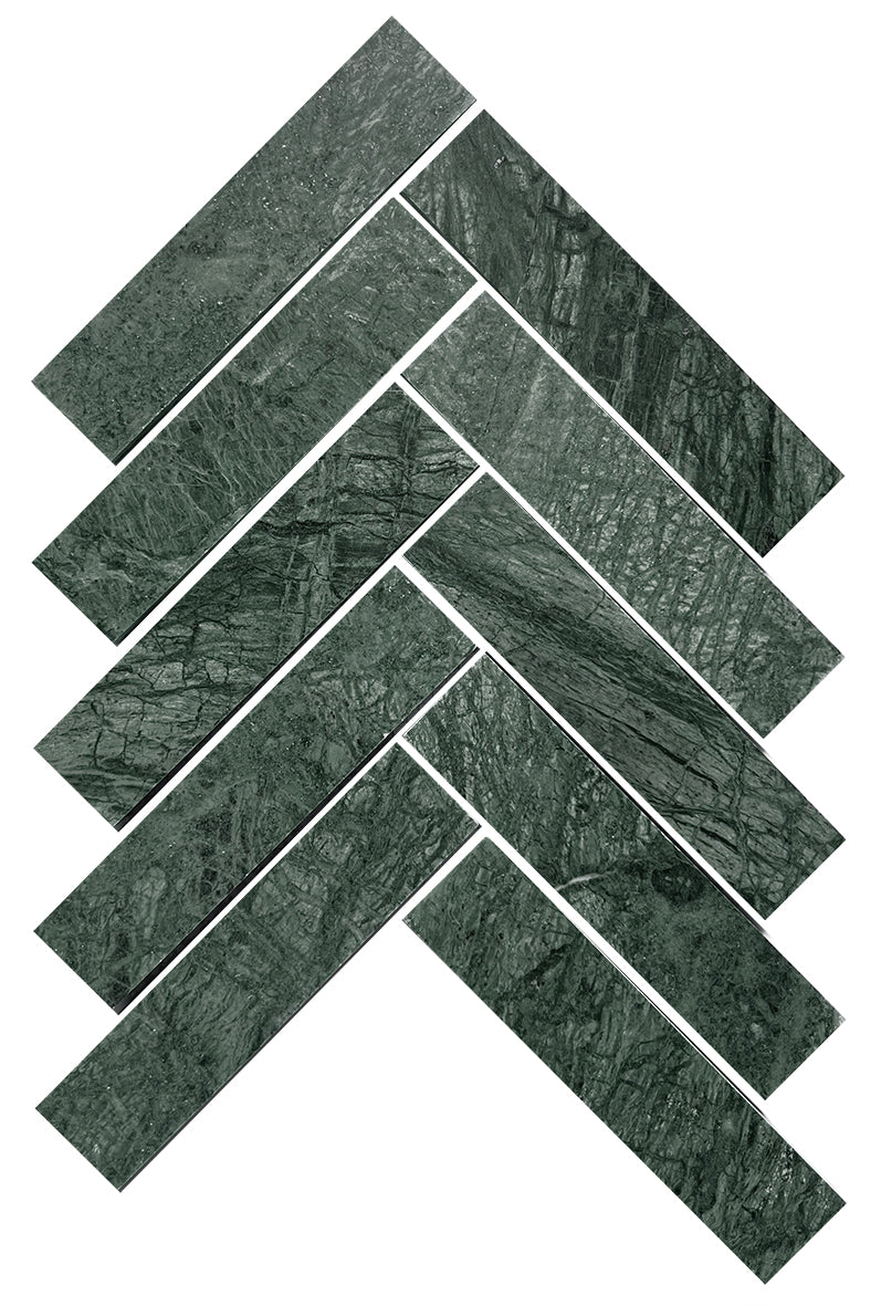 Artemis Series Natural Indian Green Herringbone Honed 35x150mm