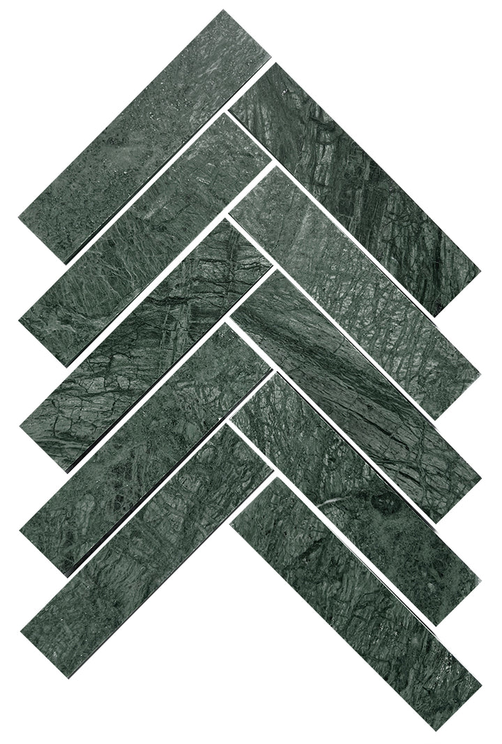 Artemis Series Natural Indian Green Herringbone Honed 35x150mm