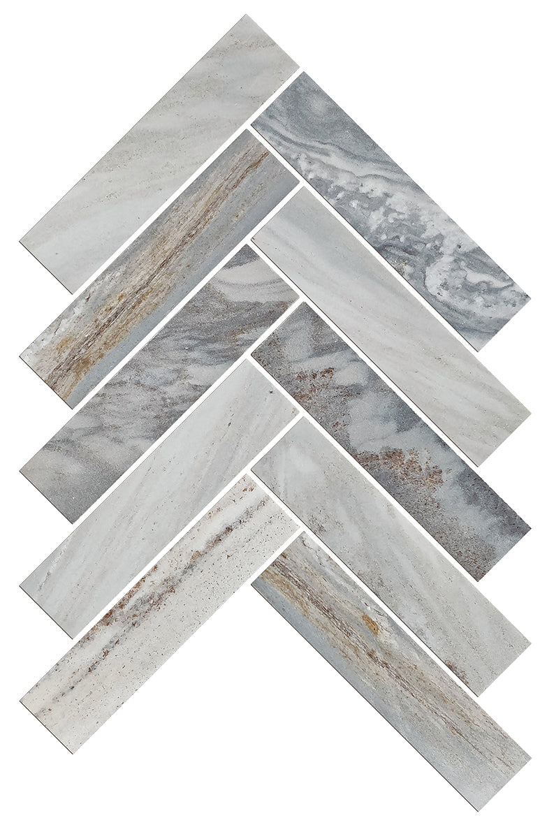 Artemis Series Natural Blue Sandstone Herringbone Honed 35x150mm