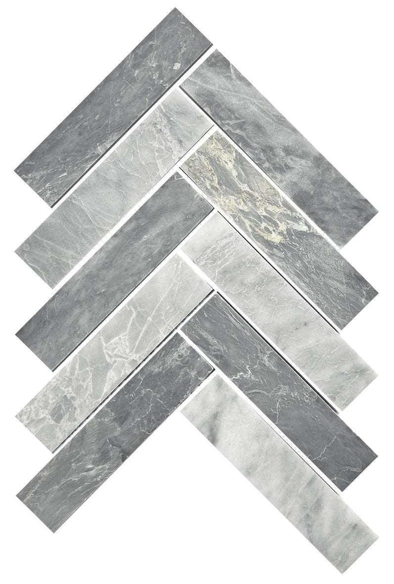 Artemis Series Carrara Grey Herringbone Honed 35x150mm