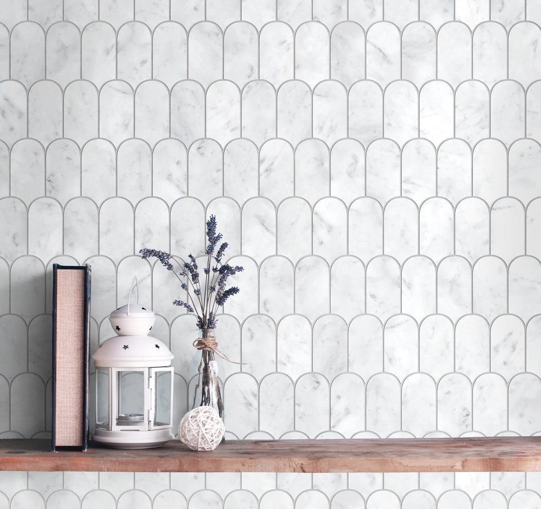 Artemis Series Natural Carrara White Feather Honed 50x103mm