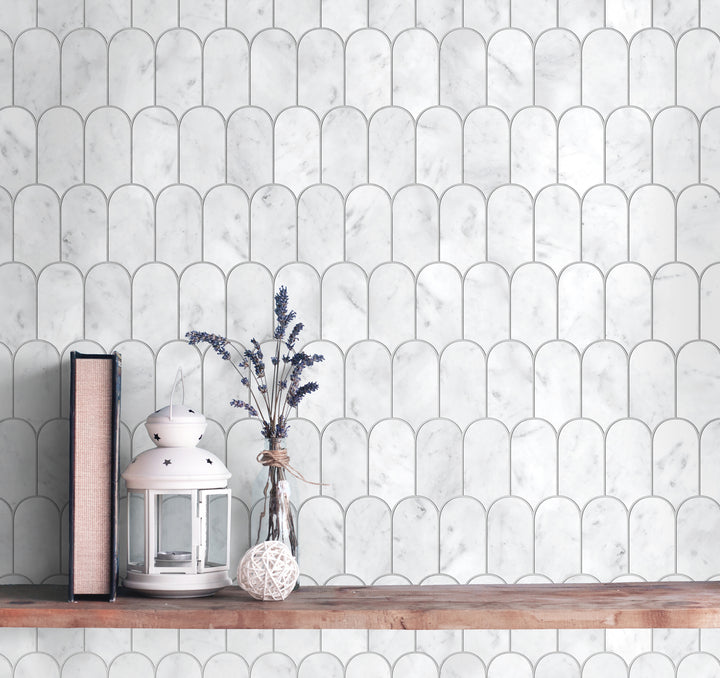 Artemis Series Natural Carrara White Feather Honed 50x103mm