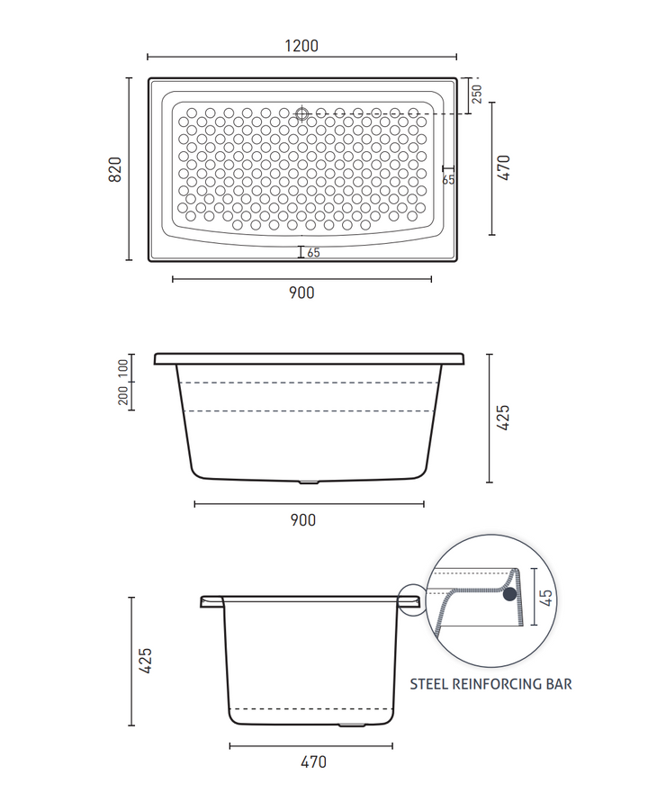 Decina Azzurro 1200 Inset Shower Bath