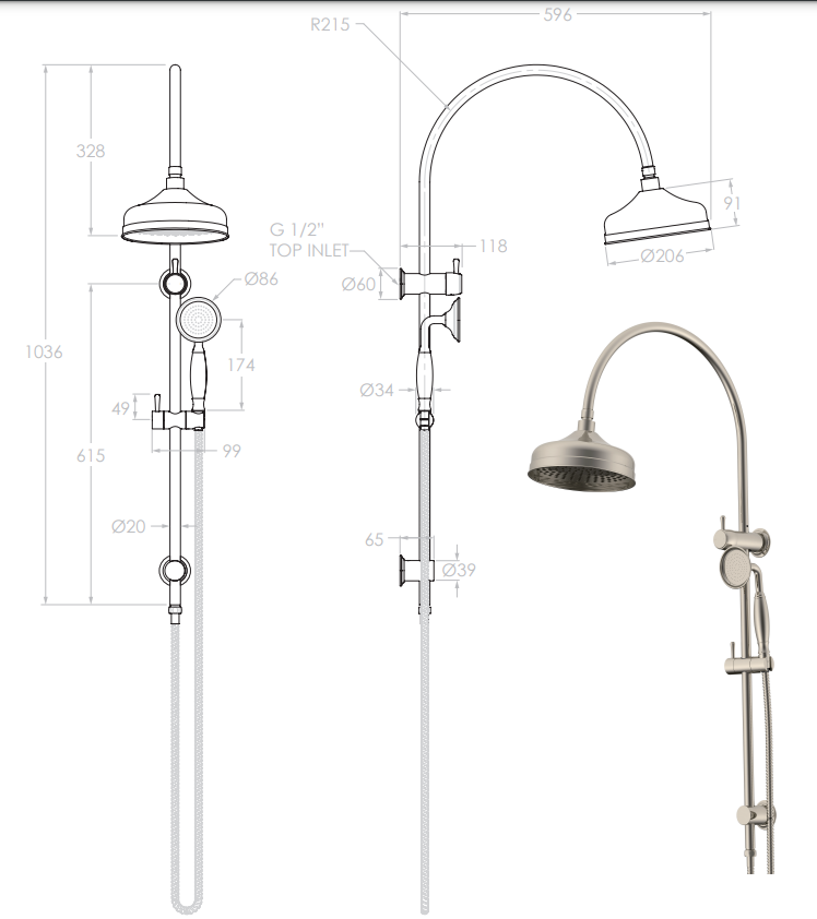 Adp Eternal Gooseneck Twin Shower Set