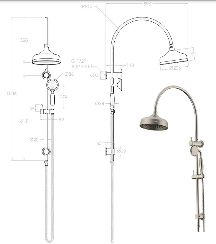 Adp Eternal Gooseneck Twin Shower Set