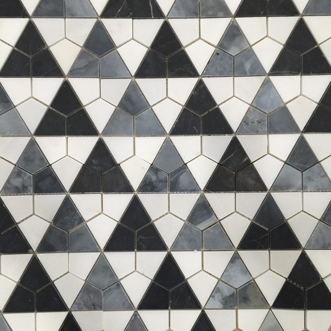 Antwerp Nero Marquina with Thassos and Italian Grey Mosaic