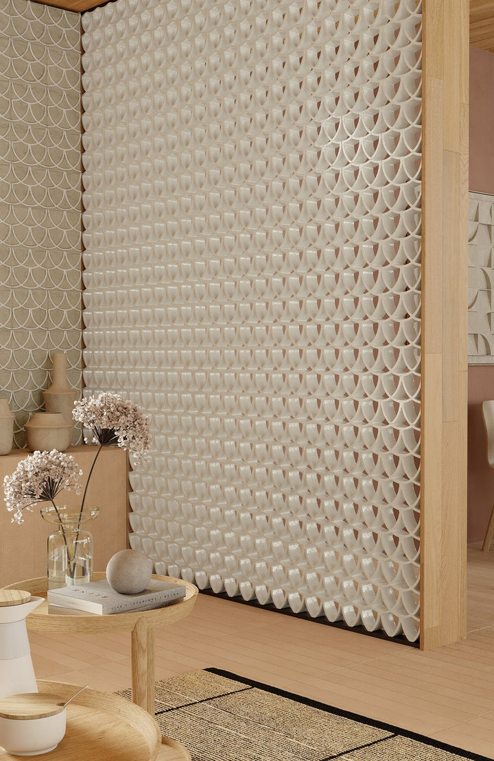 Italian Terracotta Arialuce Curve Bianco Gloss - Indent