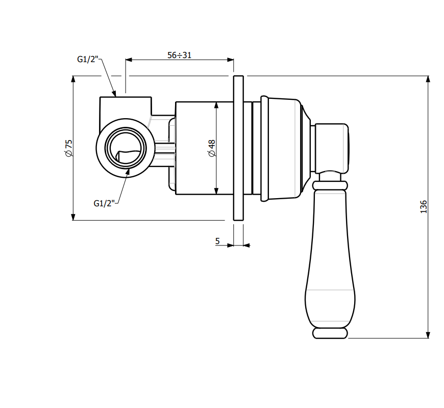 Armando Vicario Provincial Shower Wall Mixer (Complete)