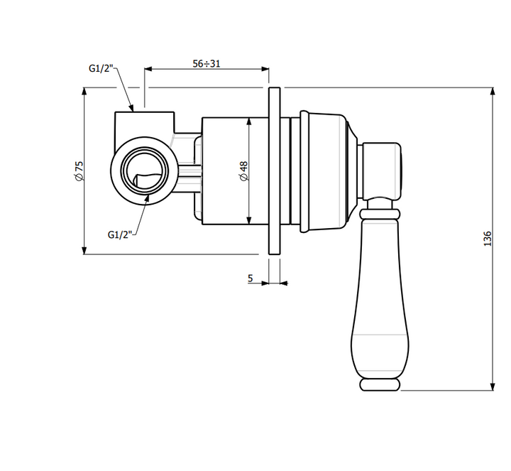 Armando Vicario Provincial Shower Wall Mixer (Complete)