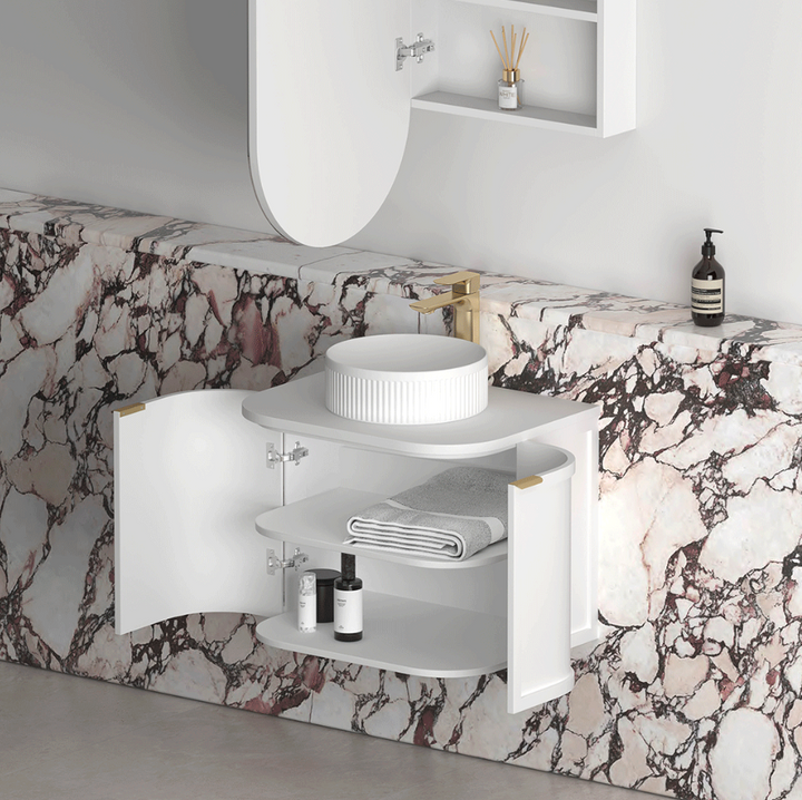 Otti Hampshire 600mm Satin White Wall Hung Curve Vanity
