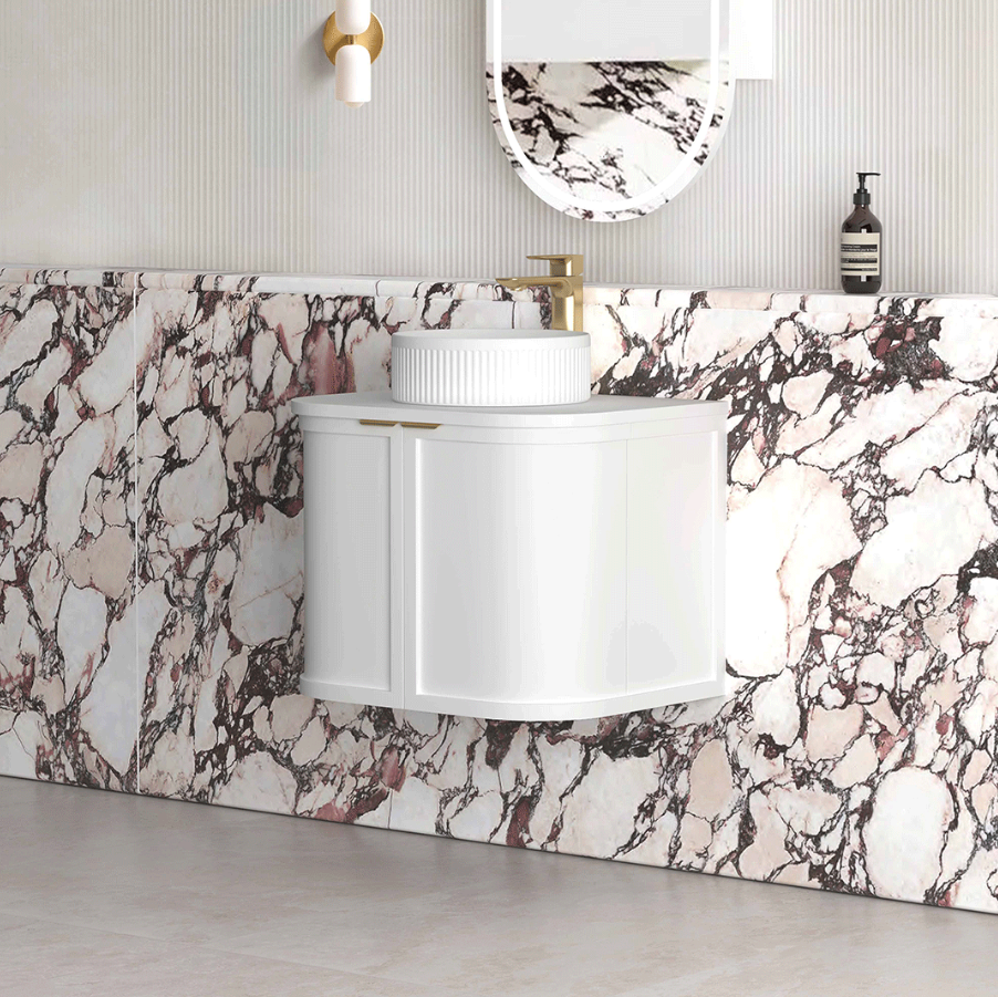 Otti Hampshire 600mm Satin White Wall Hung Curve Vanity