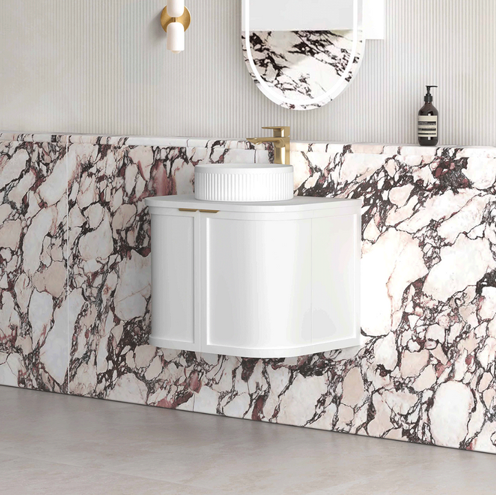 Otti Hampshire 600mm Satin White Wall Hung Curve Vanity